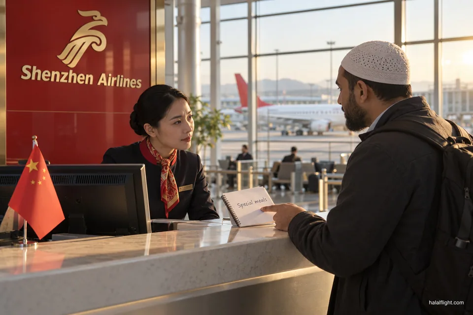 Passenger handing booking paperwork to an airline agent at a service desk